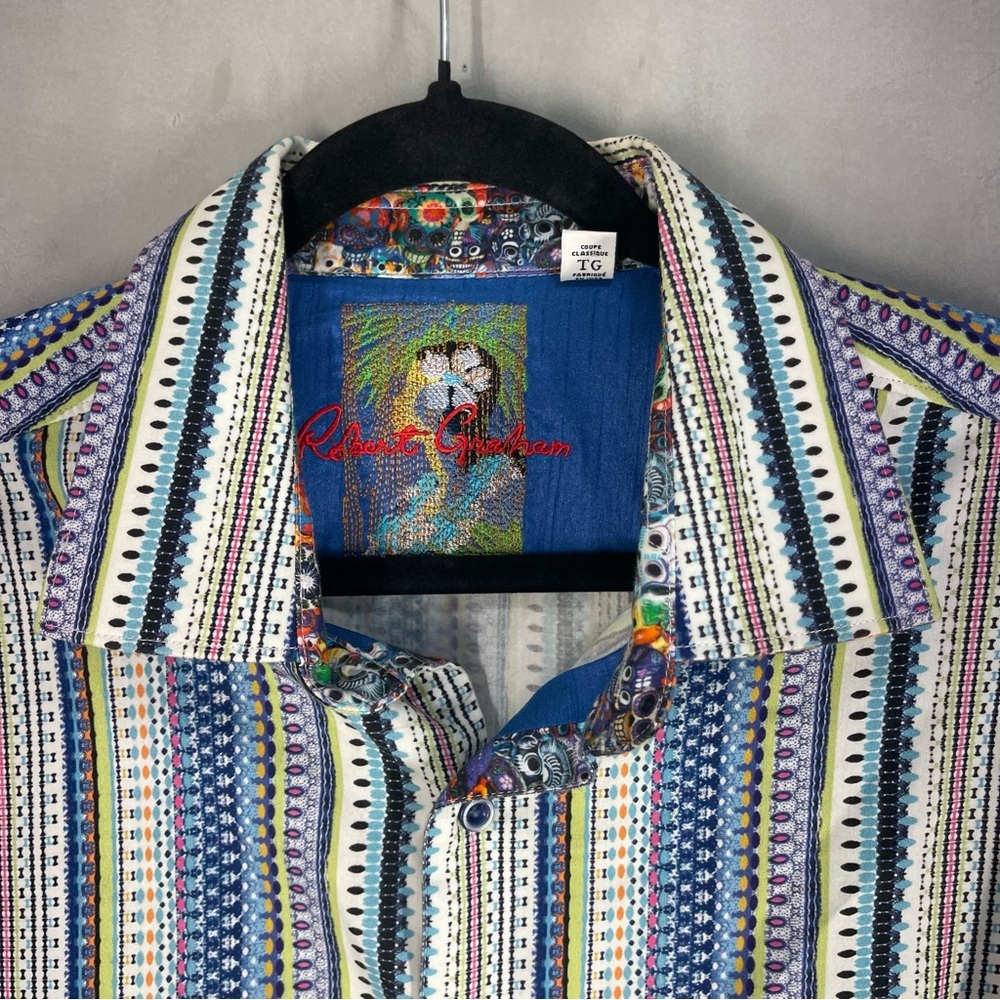 Robert Graham Men's Button Shirt Multicolor Striped Size Large - Picture 6 of 15